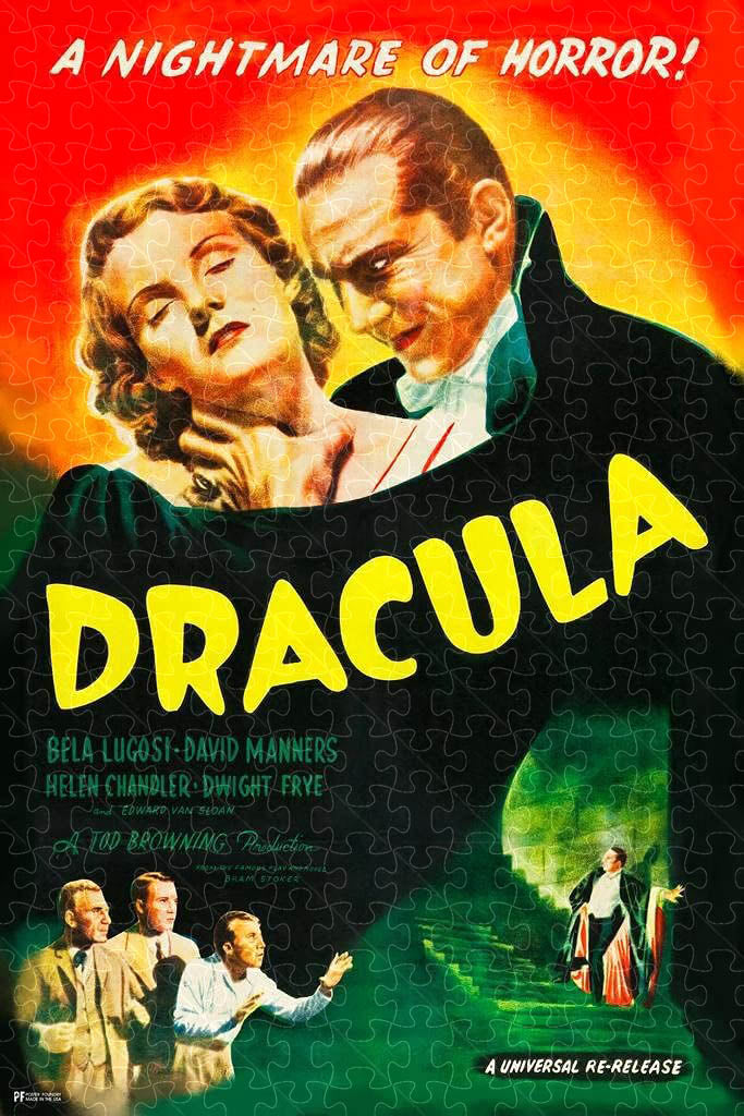 Dracula 1931 horror movie poster puzzle, wooden puzzle for adults
