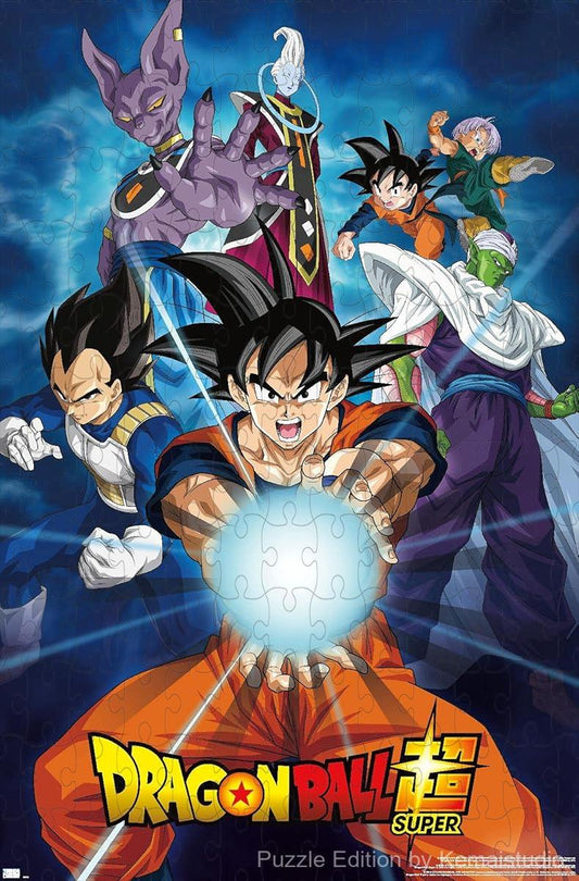 1000-piece wooden jigsaw puzzle featuring the iconic characters from Dragon Ball Super.