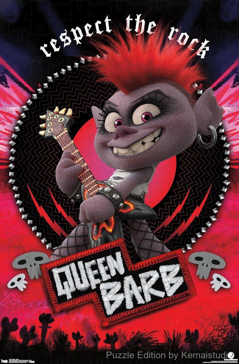A bold puzzle featuring Barb from Trolls 2, ideal for music-loving kids and colorful decor