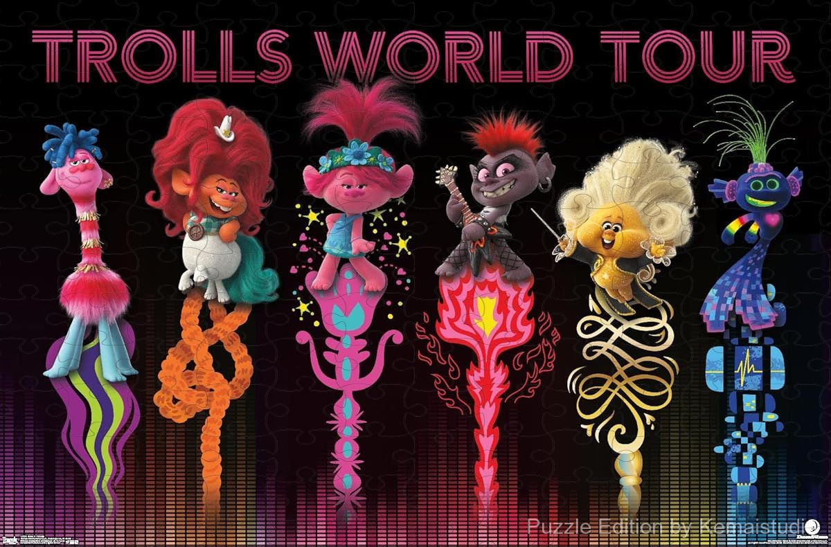 A cheerful group puzzle from Trolls 2 featuring multiple characters, perfect for shared playtime