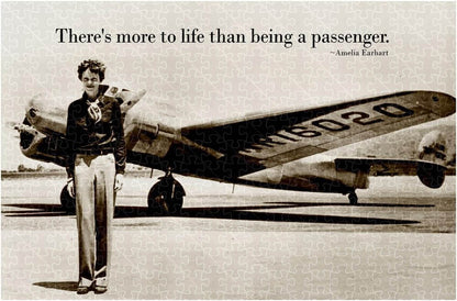 Earhart female pilot motivational inspirational quote poster, wooden puzzle for adults