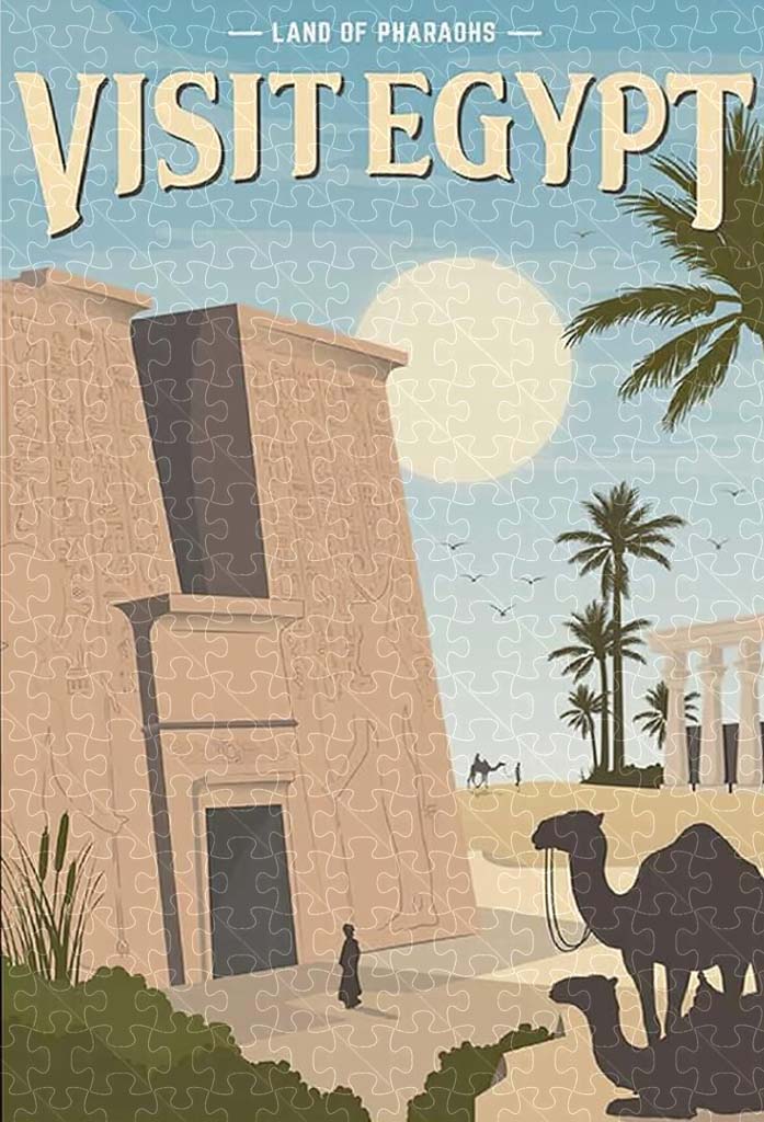 Egypt vintage national park poster jigsaw puzzle for adults, 1000-piece wooden puzzle of Egypt's breathtaking desert landscapes.