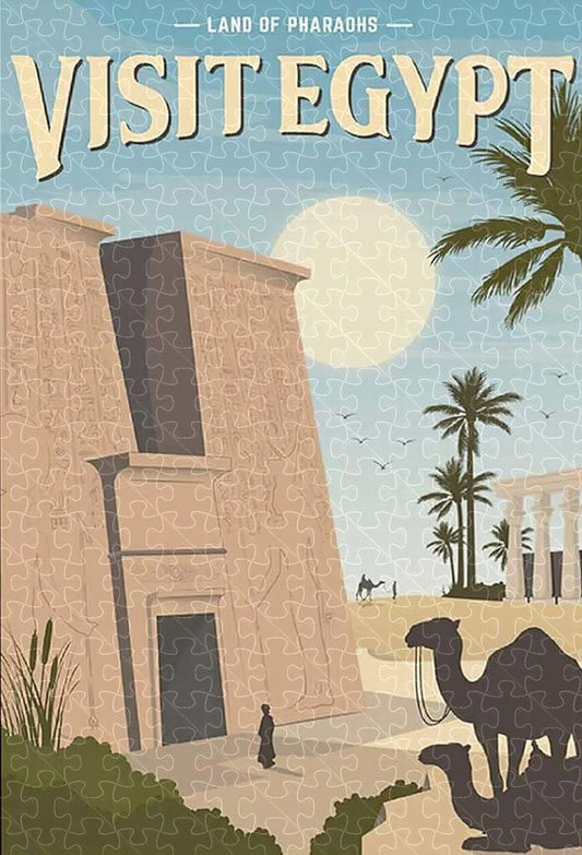 Egypt vintage national park poster jigsaw puzzle for adults, 1000-piece wooden puzzle of Egypt's breathtaking desert landscapes.