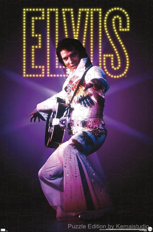A classy portrait puzzle of Elvis Presley in suit, perfect for retro styling