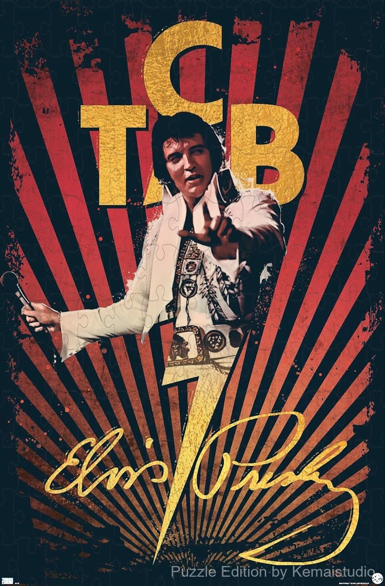A classic Elvis Presley puzzle with T.C.B. motif, great for rock 'n' roll fans and collectors