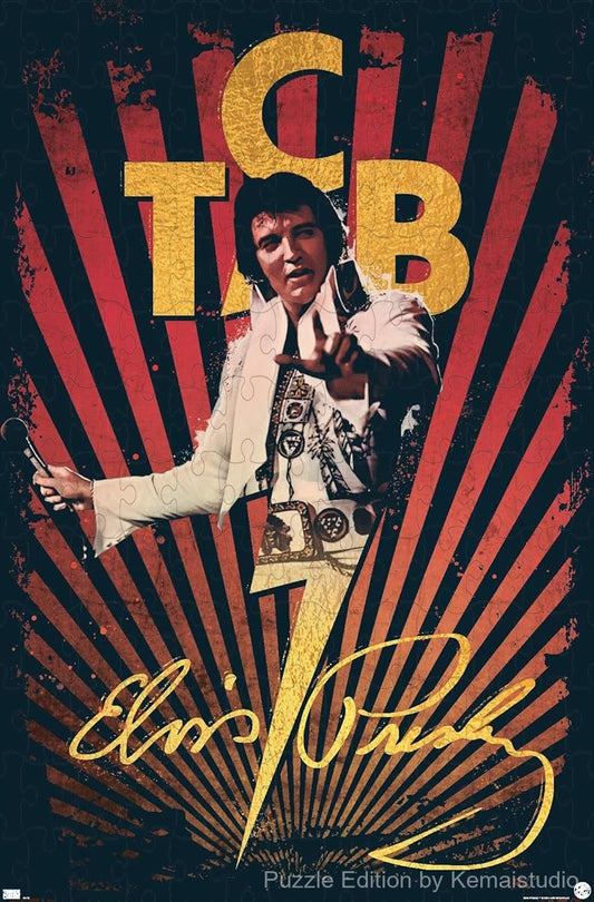 A classic Elvis Presley puzzle with T.C.B. motif, great for rock 'n' roll fans and collectors