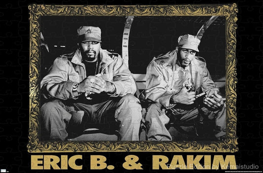 Golden framed photo of Eric B. & Rakim reimagined as puzzle art