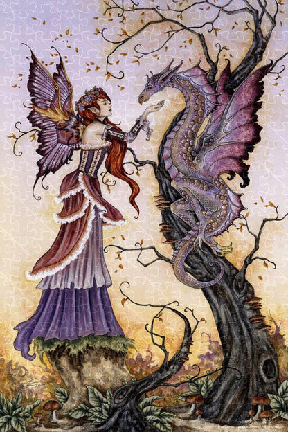 Gothic Witchy Fairies poster, wooden puzzle for adults