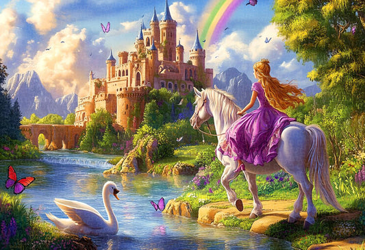 Enchanting 1000-piece wooden puzzle of a fairy tale princess, great for family fun and wall display