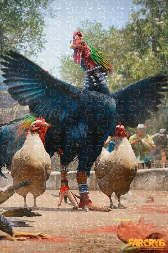 500-piece puzzle with Far Cry 6 Rooster Amigo video game poster