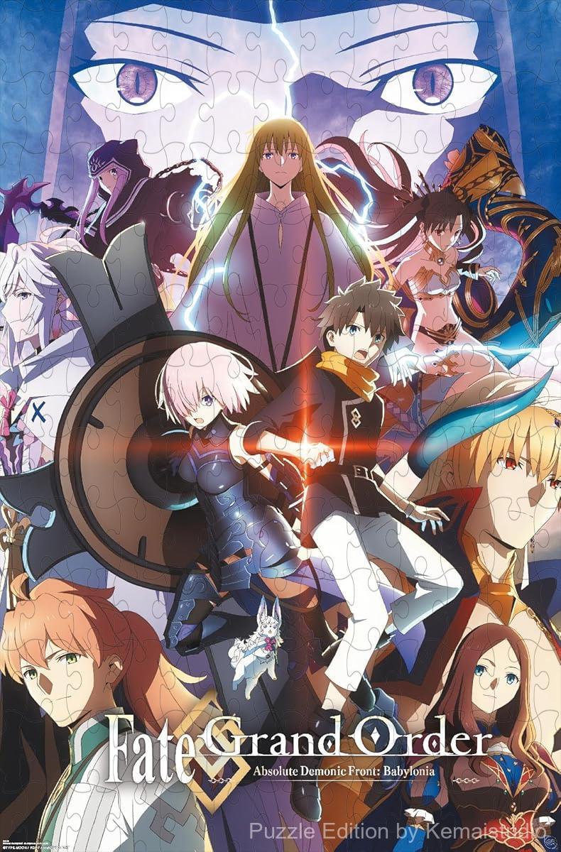 Wooden puzzle featuring the key art from Fate/Grand Order, with epic fantasy characters