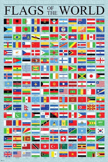 Flags of the World classroom reference chart poster, jigsaw puzzle for adults