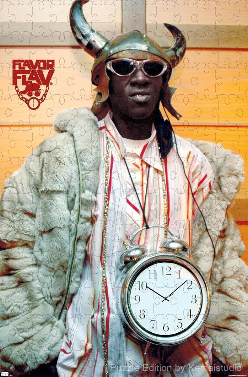 A fun and bold puzzle of Flavor Flav in Viking attire, great for fans of unique pop visuals