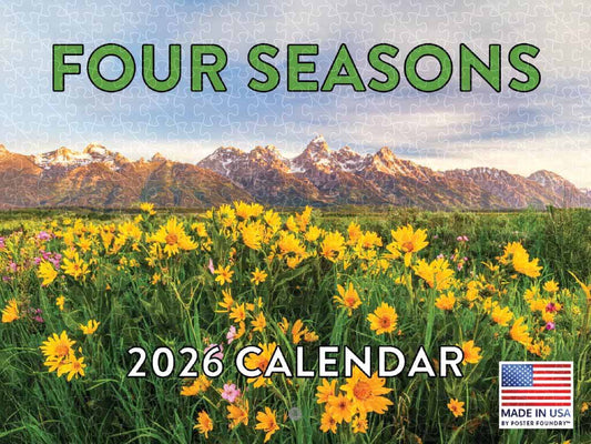 Four Seasons 2026 calendar poster, wooden puzzle for adults, American made