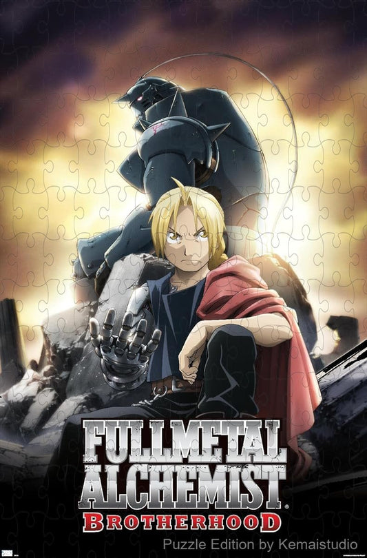 1000-piece wooden jigsaw puzzle featuring key art from Fullmetal Alchemist: Brotherhood.