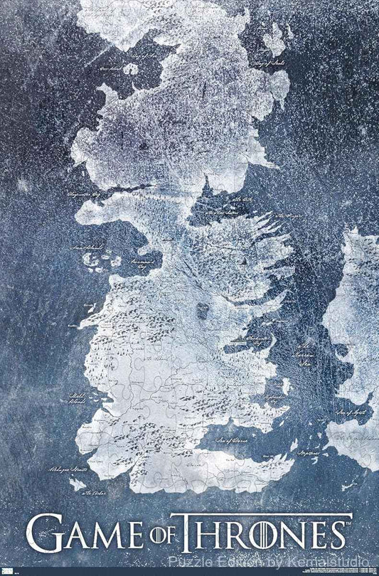 Fantasy winter map from Game of Thrones captured in stunning puzzle art