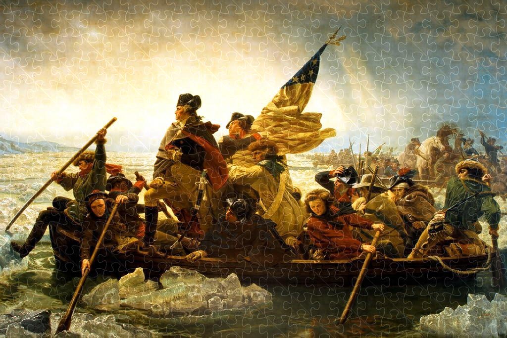 George Washington Crossing Delaware River oil painting puzzle, wooden puzzles for adults  