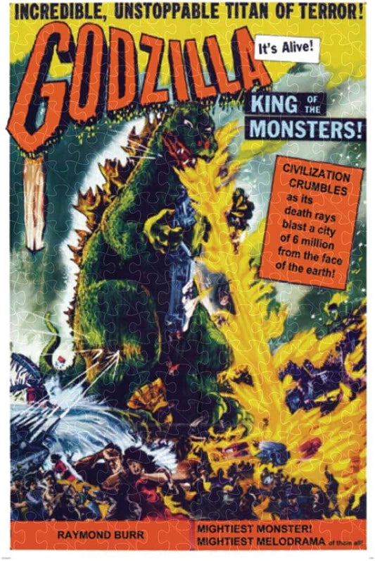 Godzilla King of Monsters movie poster puzzle, wooden puzzles for adults  