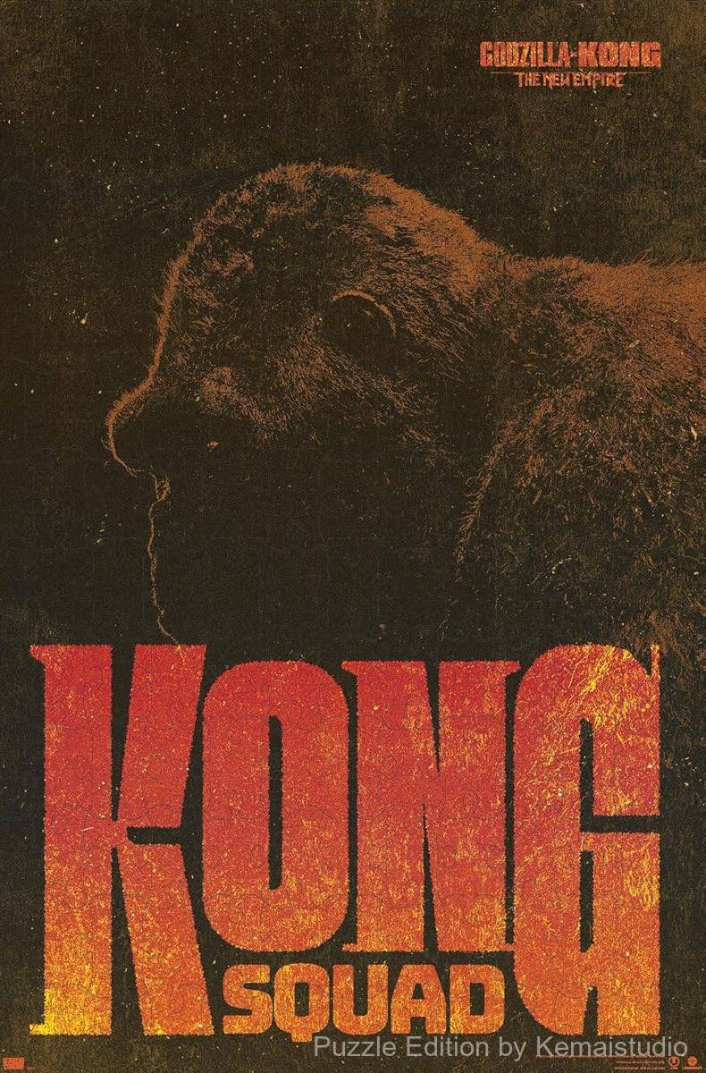 Wooden puzzle featuring Kong in the epic battle with Godzilla, showcasing the Kong Squad's strength