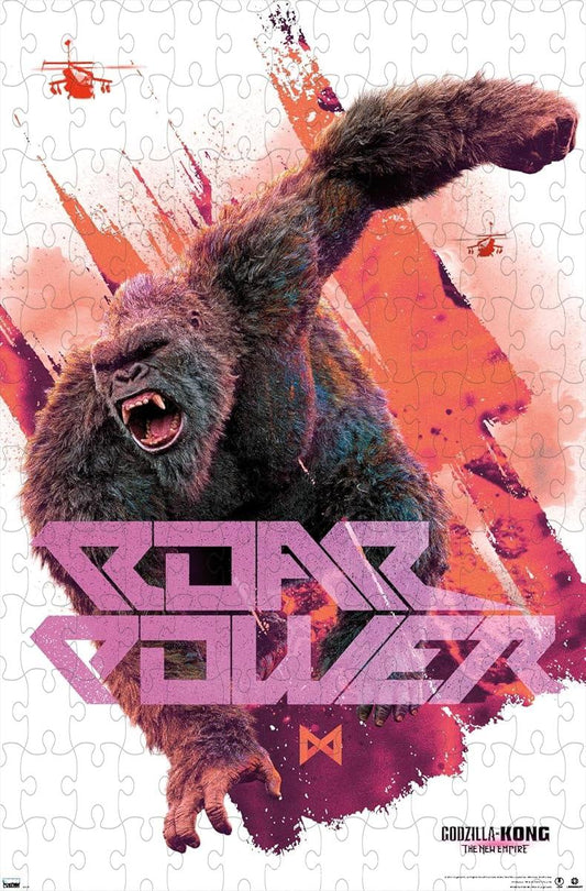 Wooden puzzle featuring the roar power of Godzilla and Kong, with dynamic battle scenes