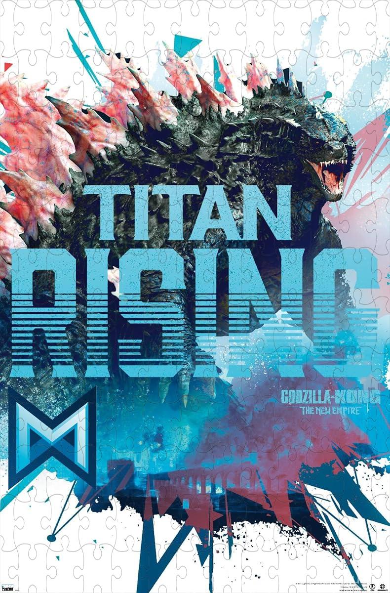 Wooden puzzle featuring the rising titans Godzilla and Kong, showcasing their power