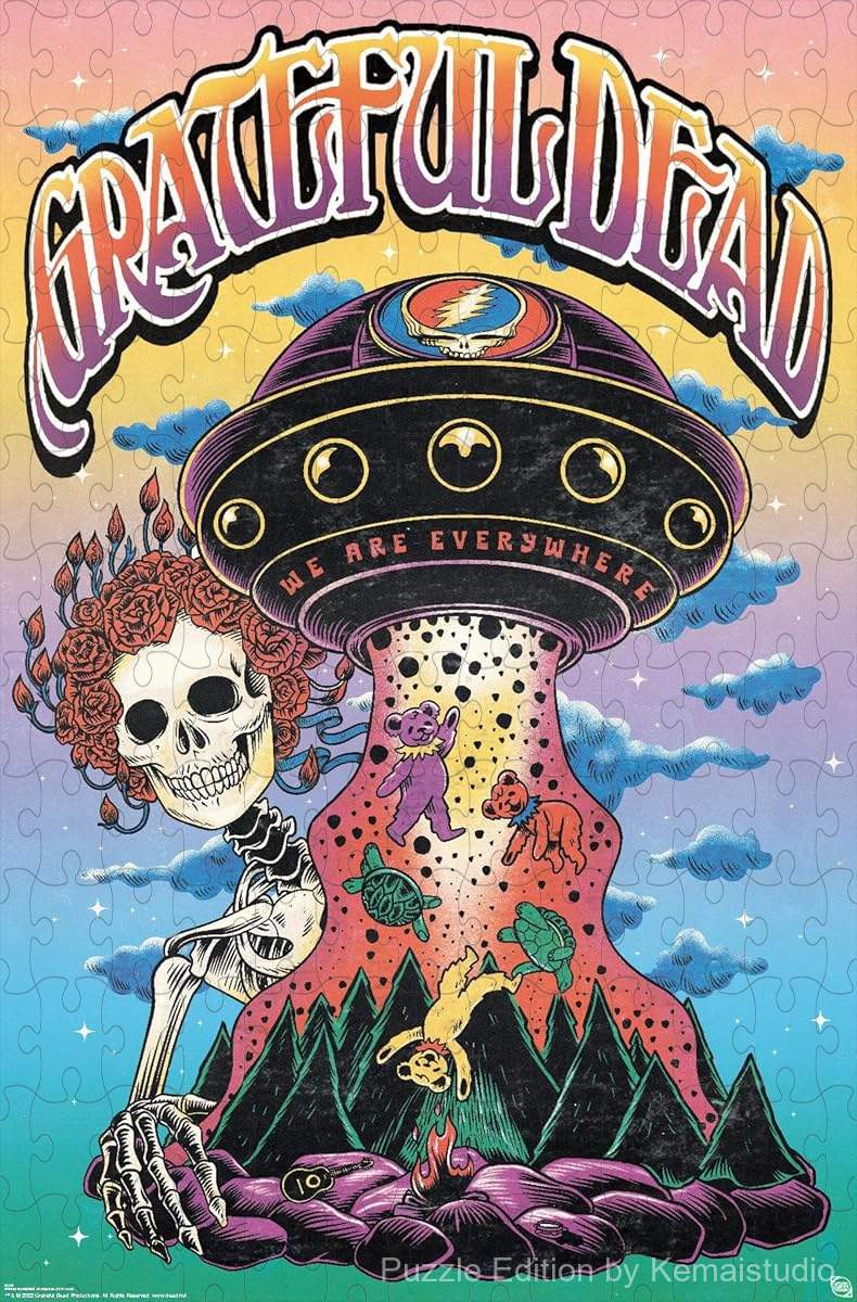A vibrant UFO-themed Bertha puzzle from Grateful Dead, great for music lovers and colorful decor