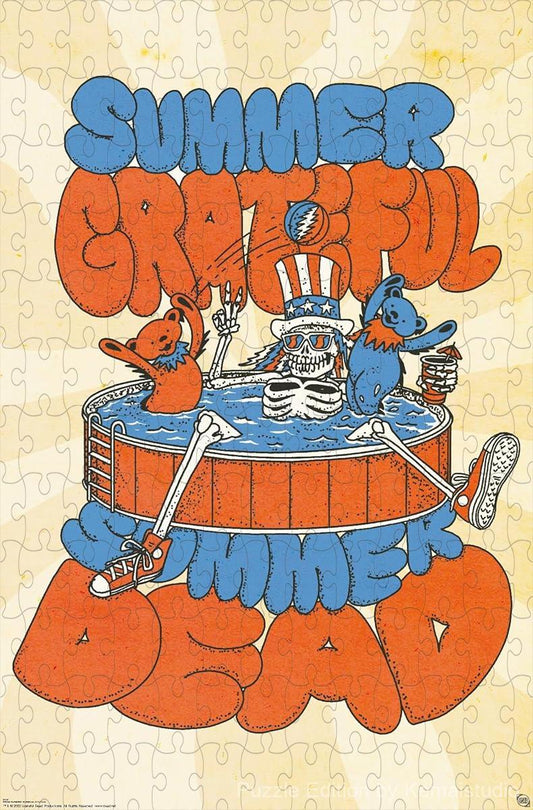A mellow and colorful puzzle celebrating Grateful Dead's summer art, great for fans of vintage design