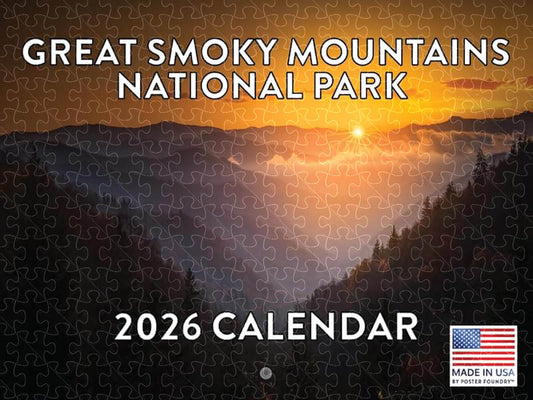 Great Smoky Mountains Tennessee Blue Ridge 2026 calendar poster puzzle, 500 pieces