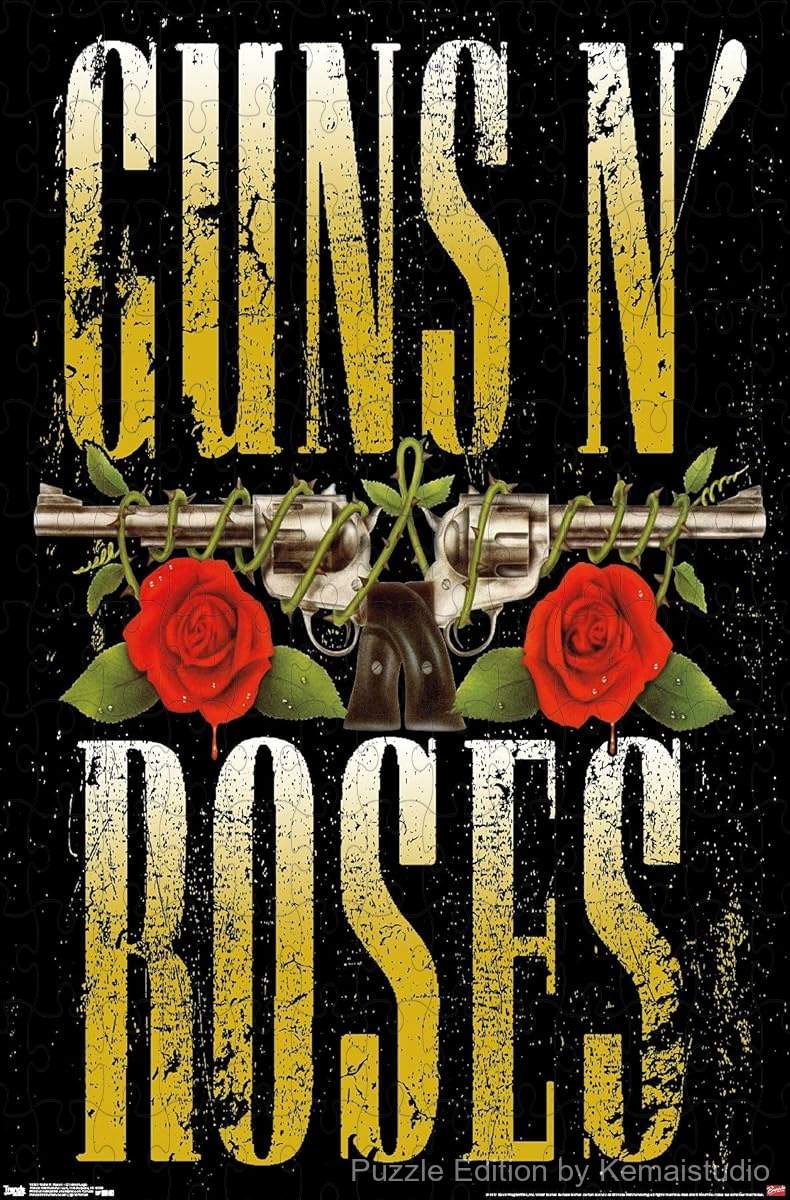 A bold puzzle featuring the stacked Guns N Roses logo, ideal for music rooms and fan displays