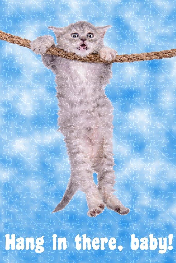 Hang In There baby cat hanging poster wooden puzzle for adults