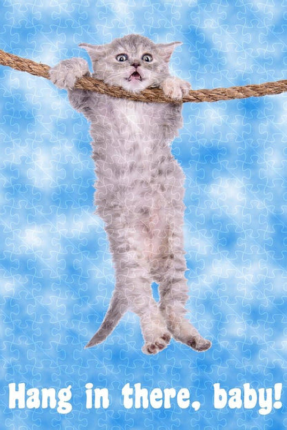 Hang In There baby cat hanging poster wooden puzzle for adults
