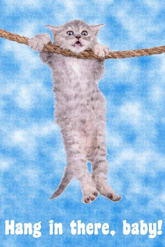 Hang In There baby cat hanging poster wooden puzzle for adults
