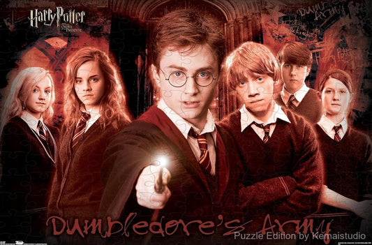 Dumbledore's Army from Harry Potter 5 in a dynamic 1000-piece puzzle
