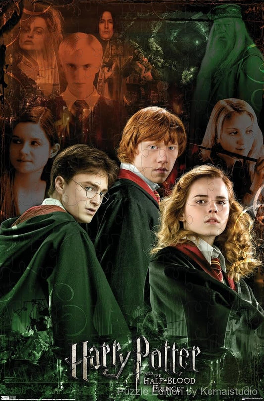 Harry, Hermione, and Ron pose together from The Half-Blood Prince