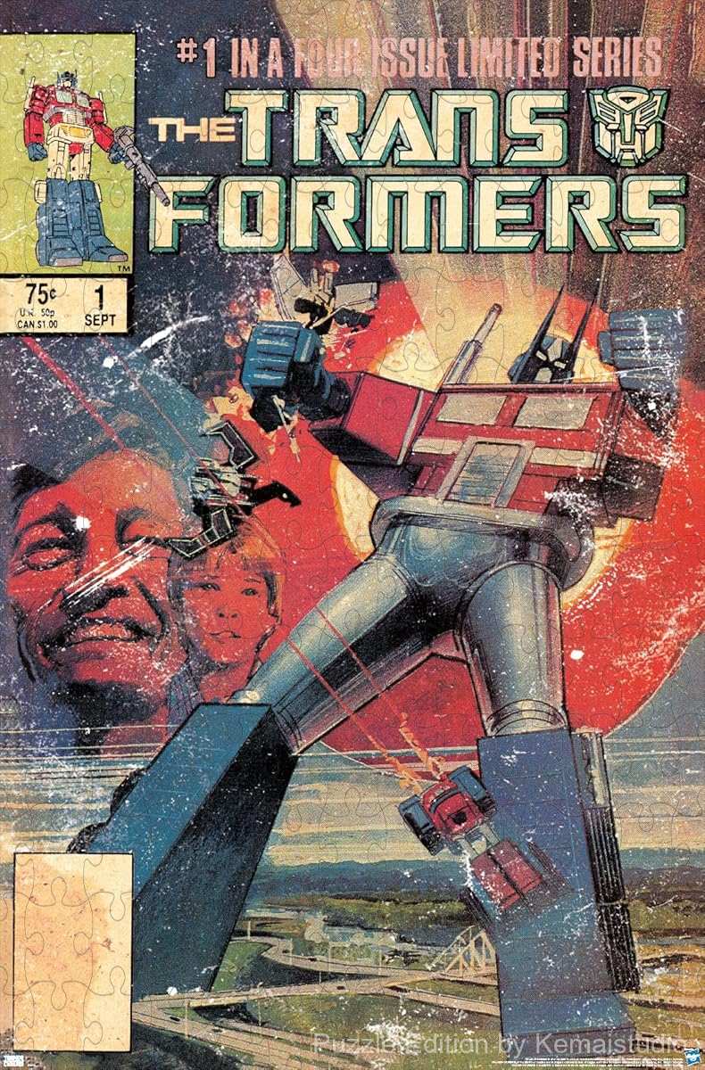 The original 1984 comic cover of Transformers featuring Optimus Prime
