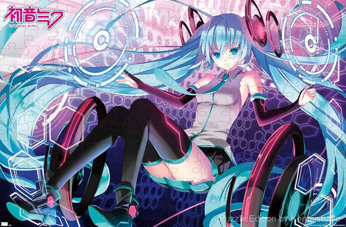 Futuristic and electric-themed visual featuring Hatsune Miku with electronic vibes