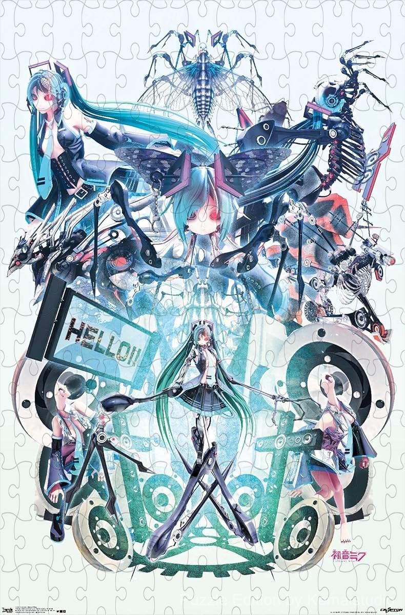 A sweet puzzle of Hatsune Miku in a waving pose with a friendly Hello theme, ideal for gifts