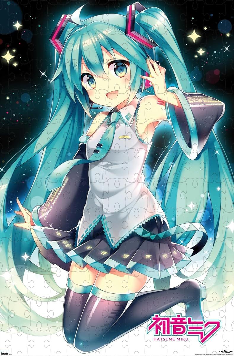 A bright and cheerful Hatsune Miku image full of personality, perfect for casual puzzlers