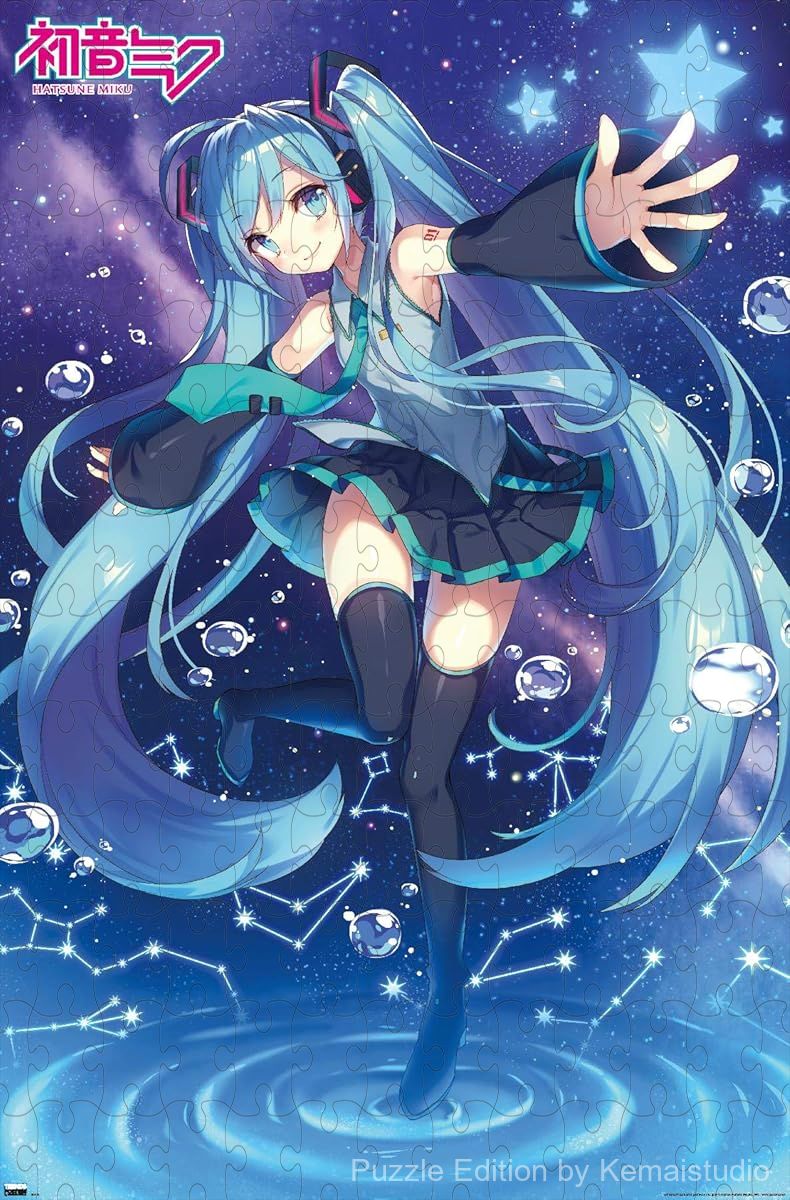 A dreamy puzzle of Hatsune Miku surrounded by stars, perfect for anime fans and peaceful ambiance
