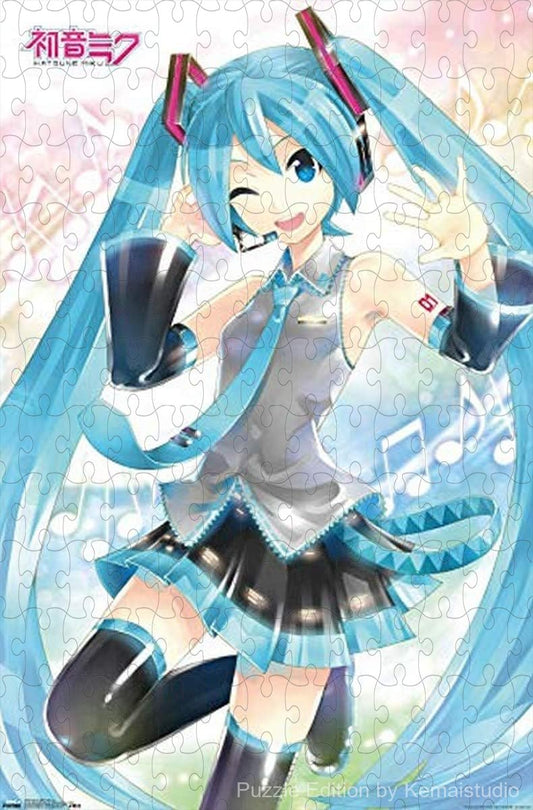 500-piece wooden jigsaw puzzle featuring Hatsune Miku waving.