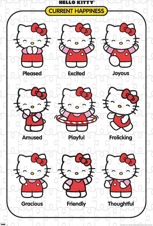 Wooden puzzle featuring Hello Kitty in a basic, happy design, perfect for relaxation