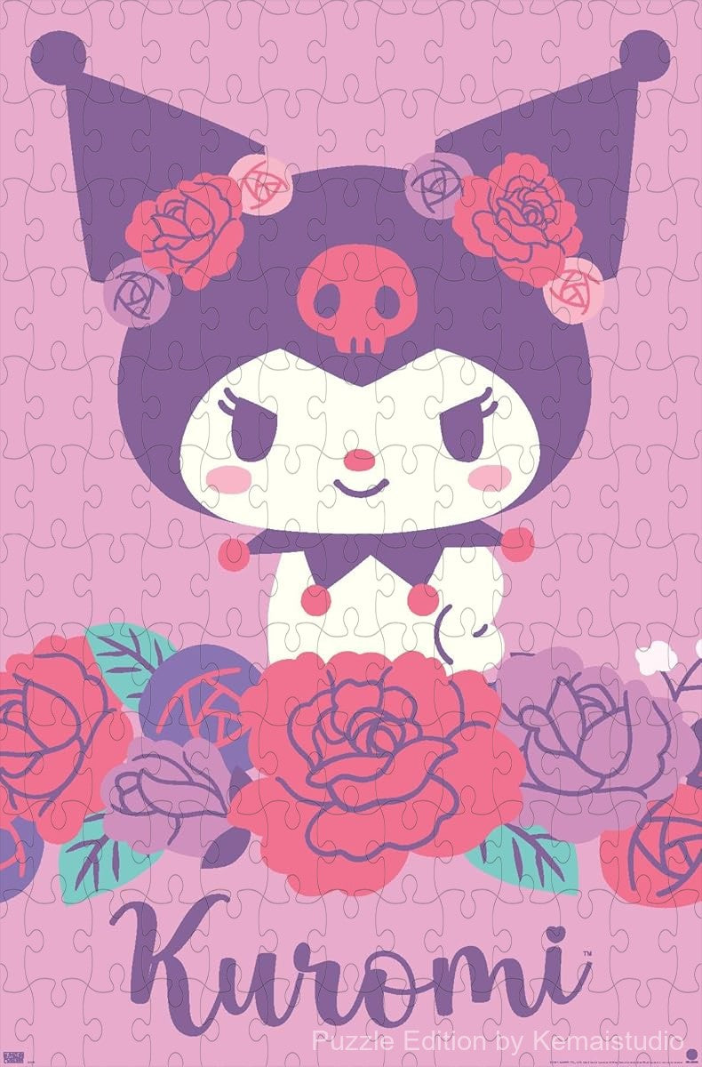 Hello Kitty and Friends' Kuromi surrounded by flowers in this cute puzzle