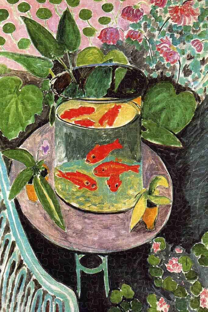 Henri Matisse goldfish abstract art poster, wooden puzzle for adults
