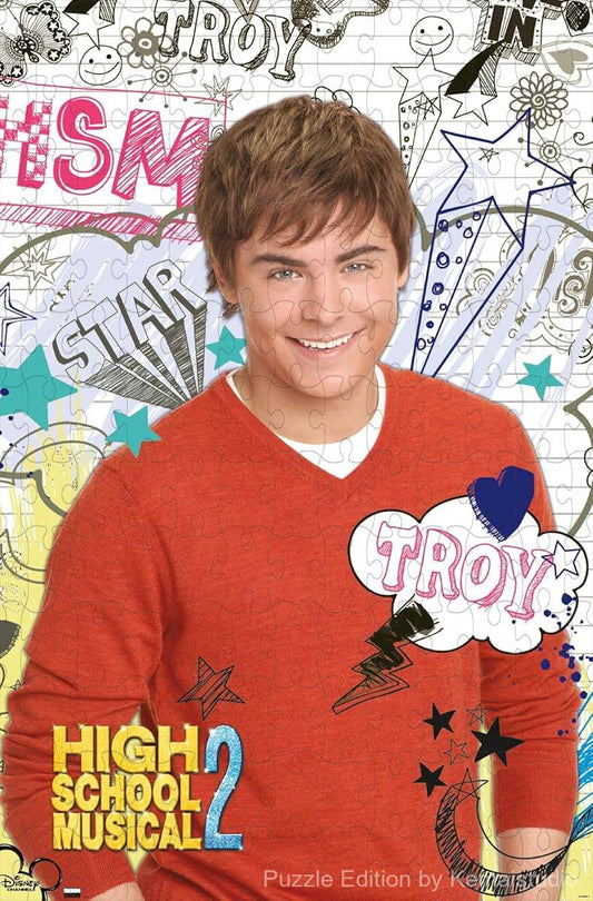 A vibrant puzzle featuring Troy from High School Musical 2, ideal for fans of Disney musicals