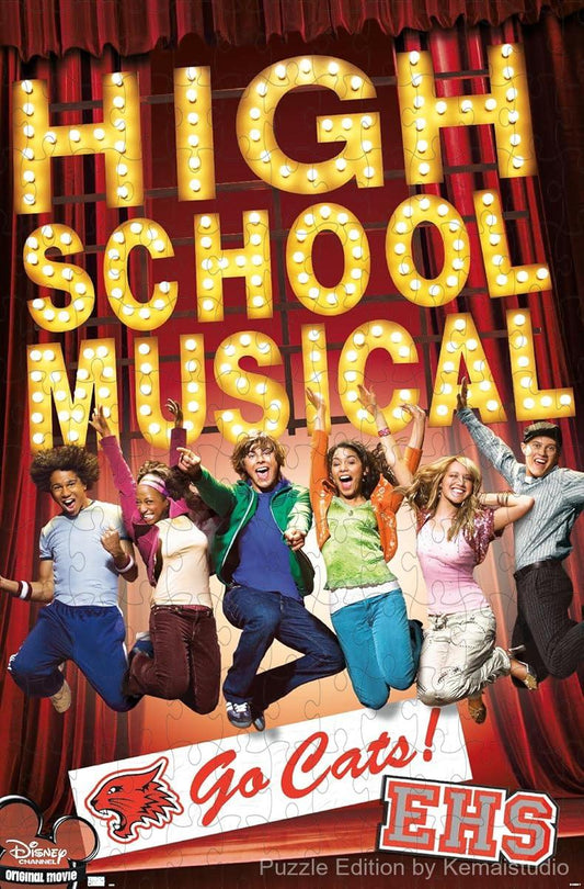 Fun and vibrant scene of the Go Cats! cheer from High School Musical