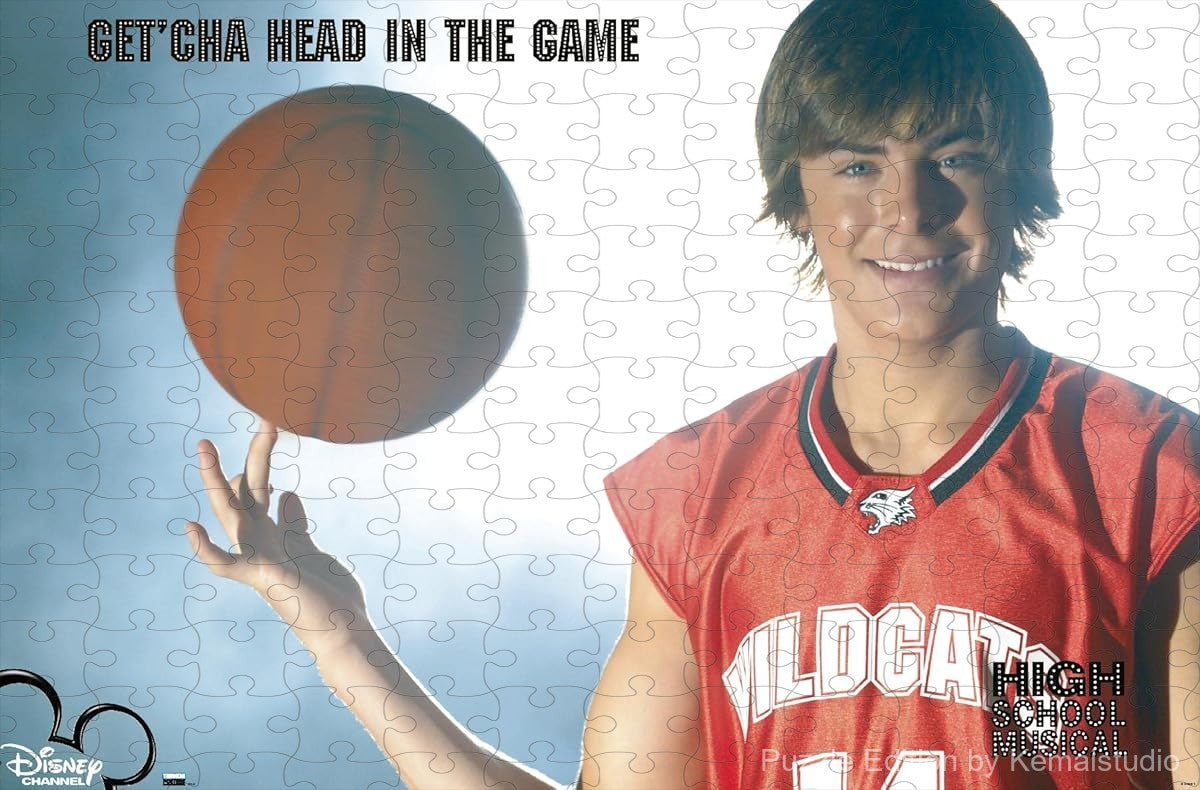 A playful puzzle of Troy during a basketball scene, great for sporty fans and HSM lovers