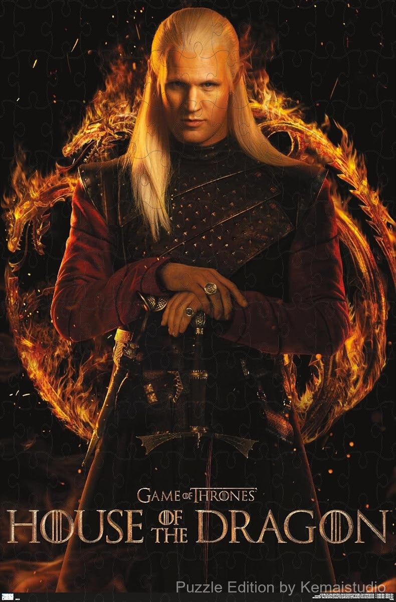 1000-piece wooden jigsaw puzzle featuring Daemon Targaryen from House of the Dragon.