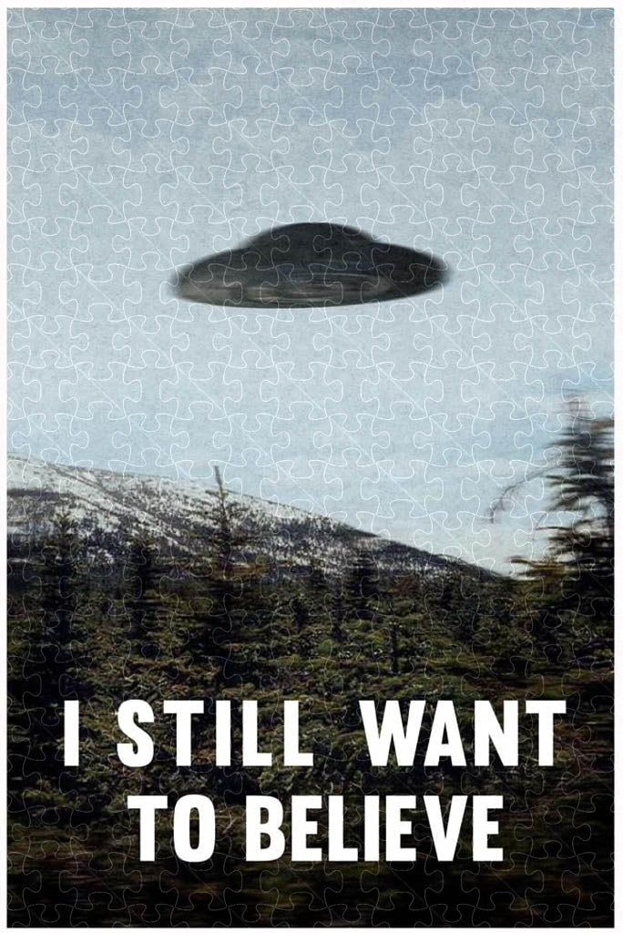 I Want To Believe TV show UFO flying on Earth sci-fi poster wooden puzzle  