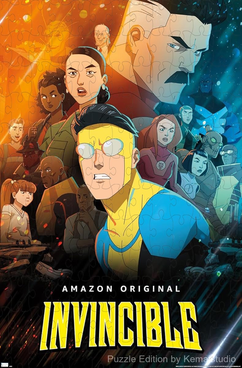 500-piece wooden jigsaw puzzle featuring the group from Invincible.