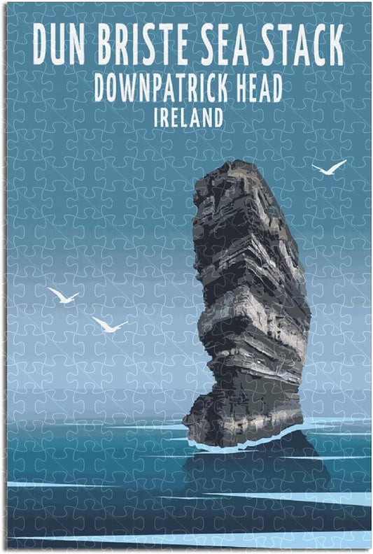 Ireland vintage travel poster jigsaw puzzle for adults, 1000-piece wooden puzzle featuring Ireland's lush landscapes.